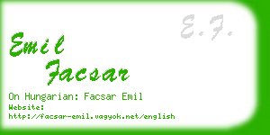 emil facsar business card